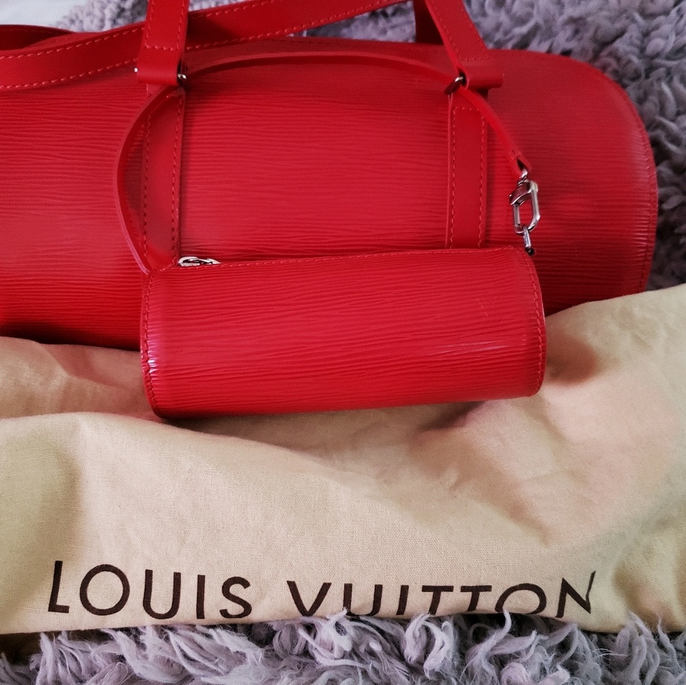 Authentic Red Louis Vuitton Epi Leather Soufflot B